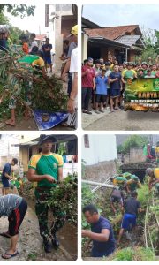 HUT Ke-64, Karya Bakti Denpom Divif 1 Kostrad Bersama Warga Bersihkan Lingkungan